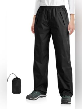NEW Packable Black Waterproof Rain Pants - Women’s XL